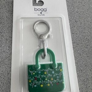 New Itty Bitty Bogg Bag Tiny Tote Keychain Green Christmas Tinsel Candy Cane